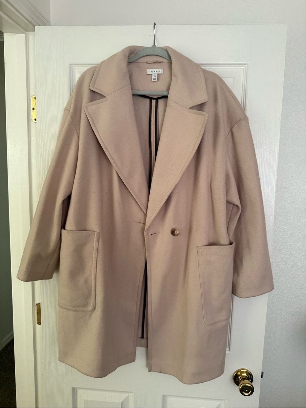 Topshop Tan Wool Coat with Notched Collar